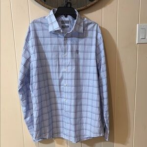 Michael Kors Blue Dress Shirt Long Sleeve Windowpane